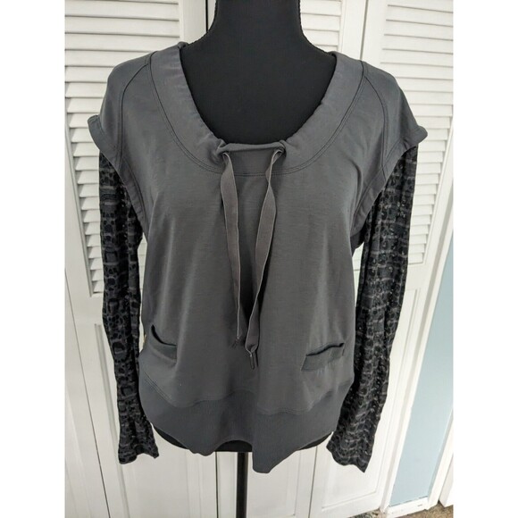 Lole Tops - Lole Women's sz M Mixed Media Cotton Modal Grey Sweatshirt Pullover Burnout